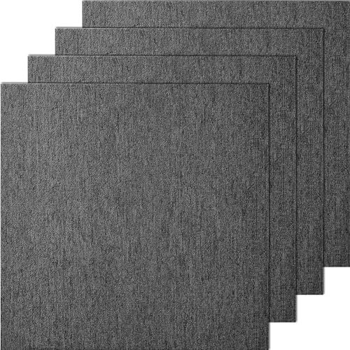 VEVOR H-05 Peel and Stick 20x 20 Squares Attached, Soft Padded Carpet, Easy Install DIY for Bedroom Living Room Indoor Outdoor (20 Tiles, Dark Gray)
