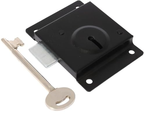 3 Inch 75mm Black Face Fix Rim Presslock Shed Door Lock with Key & Fixings
