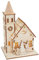 VBS Holzbausatz Kirche mit runder Turmspitze LED 15 Teile Lernspielzeug Bastelset Kreativset Kirchturm Beleuchtung Kirchenbau Bauset Kirchenmodell Holzbausteine Holz-Kirche Modellbau