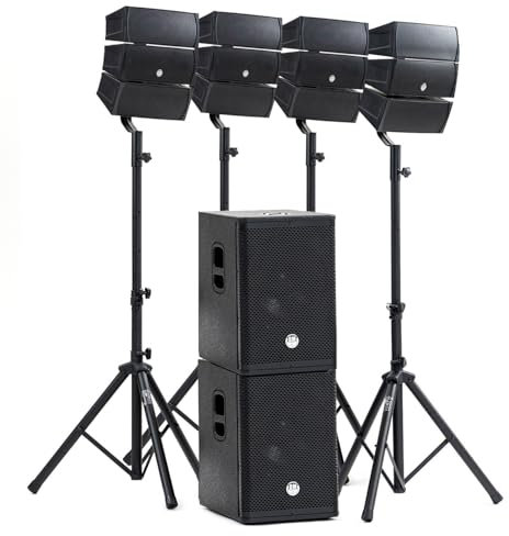 Pack Sono DJ 2000W complet BM Bmsonic BMS-12-ARRAY-BT - 4 Enceintes satellites, 2x SUB 31cm USB/Bluetooth, Supports Câbles