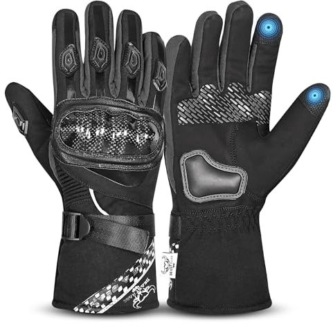 BEAST RAGE Gant de d'hiver,Gants de Moto Thermiques imperméables et Coupe-Vent pour Hommes et Femmes,Gants de Moto Chauds à écran Tactile pour la Course de Motocross,Le vélo (Noir, S)