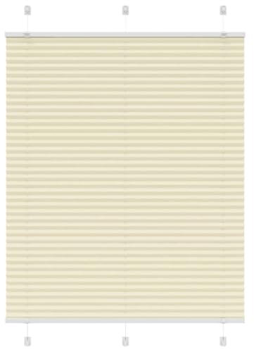 vidaXL Plissee Creme 105x100 cm Stoffbreite 104,4 cm Polyester, Faltrollo, Klemmfix, Plisseerollo, Jalousie, Rollo, Plisseerollo für Fenster
