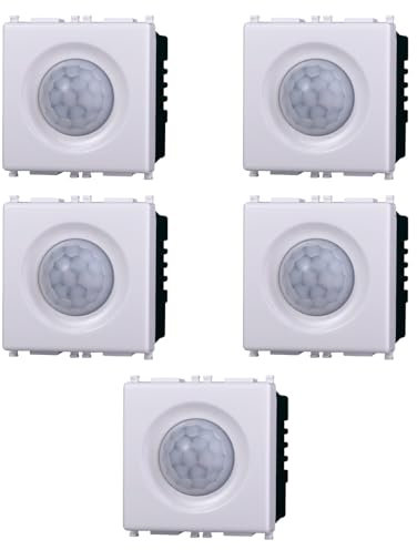 5x Sensore di movimento PIR, Moduli Bianchi, Compatibile Con Vimar Plana, frutti, interruttori, pulsanti, deviatori, dimmer, sensori, PIR, buzzer, Per Placche originali e compatibili