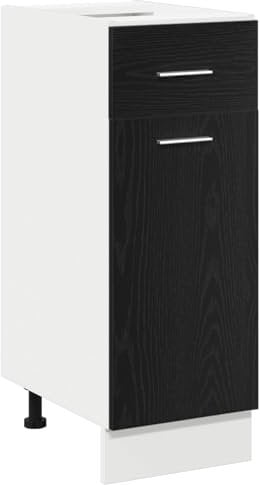 vidaXL kitchen cabinet black oak engineered wood - compact indoor storage unit with single door