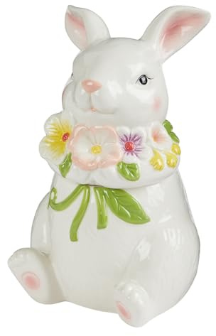 BUTLERS Vorratsdose 25 x 15 cm - Easter - Keramikdose im verspielten Hasen-Design | Keksdose mit Blumen-Dekor | Oster-Deko für Küche & Tisch-Deko