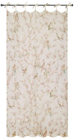 Loberon Gardine Florémont - Romantisch-Verspielter Print - Luftiges Design - Dekorative Bindebänder - Vorhang - Sichtschutz - Leinen, bunt