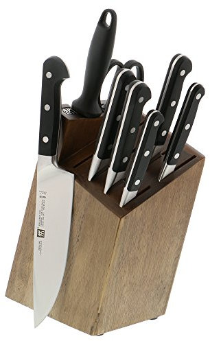 ZWILLING Pro 9-Piece Razor-Sharp German Knife Block Set, Made in Company-Owned German Factory with Special Formula Steel perfected for almost 300 Years, Dishwasher Safe