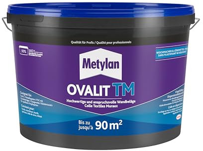 METYLAN Ovalit TM , Colle pour revêtements muraux, colle prête à l'emploi pour textiles muraux et toile de verre-Seau 18 kg