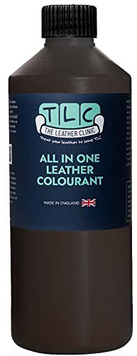 The Leather Clinic All in One Leather Colourant | Self Seal Leather Dye Repair Paint | Recolour Furniture, Sofas, Car Seats (Dark Brown, 500ml)