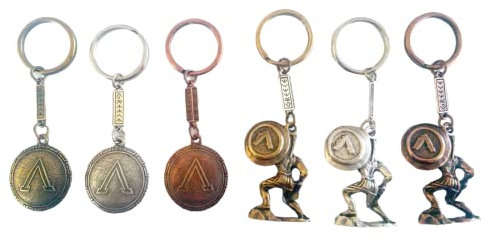 Antike griechische Spartan King Leonidas mit Ein Schild und Warrior Shield Schlüsselanhänger Set von 6