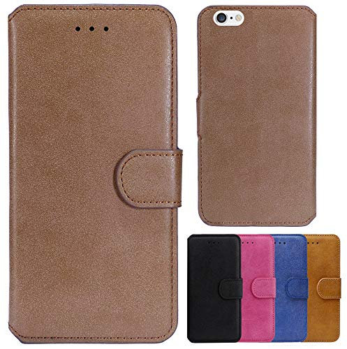 MPG Handyhülle für iPhone 6 6s Hülle Flip Case Klappbar Tasche Magnetisch Klapphülle Schutzhülle für iPhone 6 6s - Braun (Mokka)