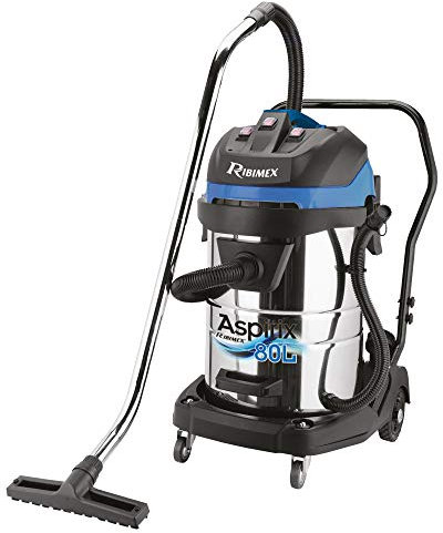 Ribimex Aspiratore per Solidi e Liquidi Aspirix Serie Pro, Bidone Aspiratutto Professionale da 80 L, 3 Motori, Potenza 3000 W, Funzione Soffiante, per Uso Intensivo, Accessori Inclusi - PRASP81LX3
