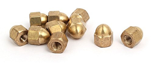 Sourcingmap 10pcs M3 Female Thread Nut DIN1587 Dome Cap Head Hex Brass Tone