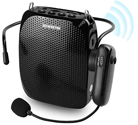 ZOWEETEK Amplificateur Voix sans Fil (10 W) ,avec Deux Microphones (sans Fil et câble), Amplificateur Vocal Portable 1800 mAh pour Salle de Classe, Guide, réunions et activités de Plein air, etc.