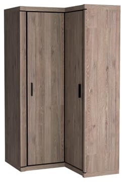 Mirjan24 Eckkleiderschrank Mannar M-21, Eckschrank mit Kleiderstange, Garderobenschrank, Schrank für Diele & Flur, Drehtürenschrank, Kleiderschrank, Farbauswahl (Eiche Trüffel)