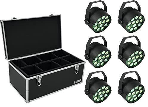 EUROLITE Set 6X LED Party TCL Spot + Case TDV-1 | 6X kompakter Scheinwerfer mit 12 x 3-Watt-3in1-LEDs in RGB inkl. universell einsetzbares Case