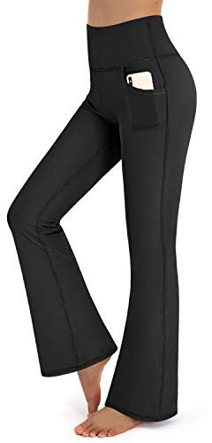 Promover Yoga Hose Damen mit Taschen Hohe Taille Bootcut Sporthose Strecken Activewear Hose Trainieren Bootleg Schlaghose Fitness Yogahose Flare Hose Aktive Freizeit Jazzpants