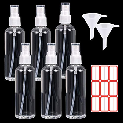 6 set 100ml Transparente plastico gel botes spray vacios,botes spray vacios dispensador, Bote Spray Pulverizador Transparente Set de Botella de Spray de Viaje