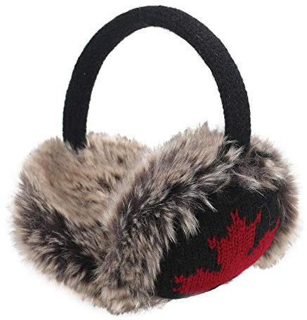 ZLYC Hiver Cache Fausse fourrure Cache-oreilles pour Femmes(Feuille D'érable Noir)