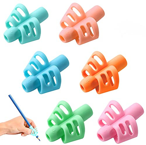 6 Stück Bleistiftgriffe für Kinder Handschrift, Stifthalter für Kinder, Handschriftgriff, ergonomische Trainings-Bleistiftgriffe, Schreibwerkzeug für Kleinkinder, Vorschüler, Kinder