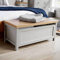 Home Source Wooden Ottoman Storage Toy Chest Bedding or Blanket Box, Sonoma Oak Effect, Grey, 90cm
