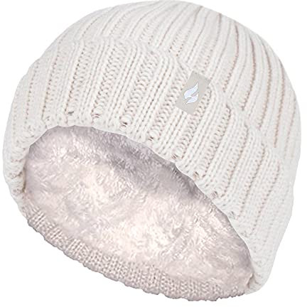 HEAT HOLDERS - Mädchen Winter Warm Plüsch Mütze mit Pompon Bommel (7-10 Jahre, Butter)