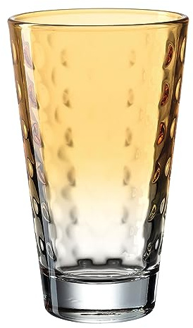 Leonardo Trinkglas Optic, Becher, Wasserglas, Kalk-Natron Glas, apricot, 300 ml, 025903