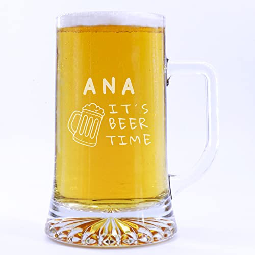 PROMO SHOP - Jarra de Cerveza de Vidrio Personalizada con Nombre o Diseño ½ litro (50 cl), Jarra de Cristal, Jarra de Cerveza Papa, Regalo Día del Padre, Regalo Original, Grabado a Láser