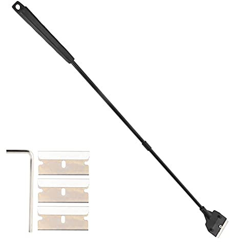 Pssopp Grattoir à Algues, Nettoyeur D'algues D'aquarium à Long Manche avec Lames Remplaçables Nettoyant pour Vitres D'aquarium pour Aquarium en Verre(Racloir allongé)