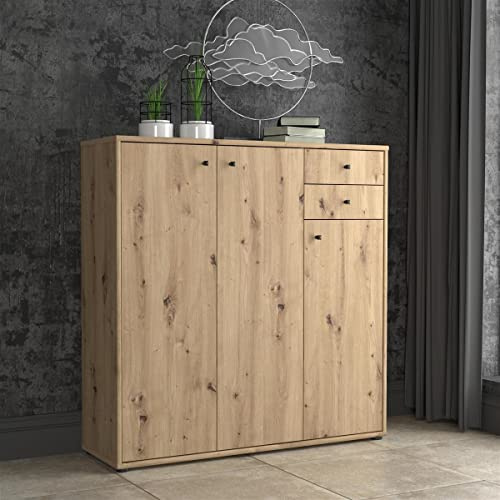 möbelando Kommode Beistellschrank Anrichte Standschrank Holzschrank Schrank Tembi I Artisan Eiche