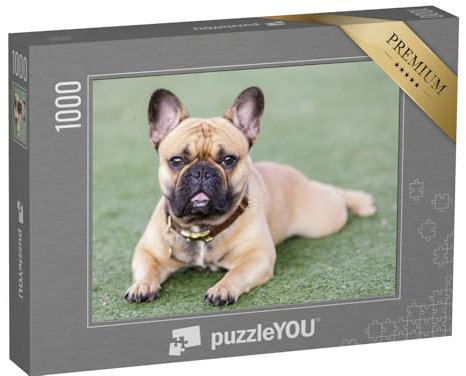 puzzleYOU: Puzzle 1000 Teile „Welpe Französische Bulldogge: süßer Blick mit offenem Maul“ – aus der Puzzle-Kollektion Hunde, Buldogge