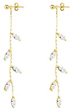 SLUYNZ 925 Sterling Silber Tropfen Ohrringe Kette für Frauen Damen Olivenblätter Einfädler Ohrringe Quaste Baumeln (Gelb)