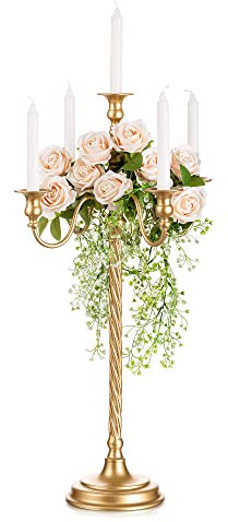 Sziqiqi 71cm Gold Kerzenständer Kerzenhalter für Stabkerzen - Vintage Metall Kerzenständer Kerzenleuchter Kerzen Ständer für Hochzeit Tischdeko Wohnzimmer Esstisch Couchtisch Beistelltisch Weihnachten