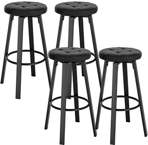 WOLTU Barhocker 4er Set, mit drehbarem Sitz Φ 35,5 cm, gepolsterer Hocker mit Kunstleder-Bezug, Sitzhocker für Bar Küchen Arbeitszimmer, mit Fußstütze, 120 kg belastbar, Anthrazit, BH330an-4