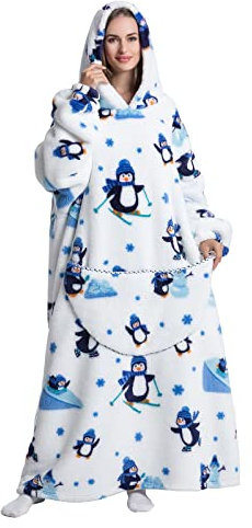 JOREAY Lange Hoodie Decke mit Ärmeln für Damen Herren, Kuschelig Deckenpullover, XXL Übergroße Deckenhoodie Kuschelhoodie