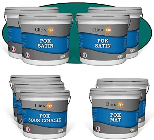 POK KIT MAISON NEUVE : Kit de Peinture Complet pour Murs et Plafonds - Turquoise foncé - 80m²