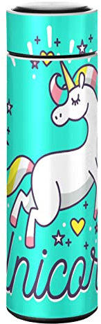 KAAVIYO Art Vert Licorne Bouteille d'eau Isotherme Mug pour en Acier Inoxydable Isolé