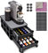 Masthome Porte Capsules pour Capsules Dolce Gusto et Nespresso, Tiroir de Rangement pour Capsules de Café Double Couche, Support de Machine à Café avec 16 Bandes de Séparation, pour Maison, Bureau