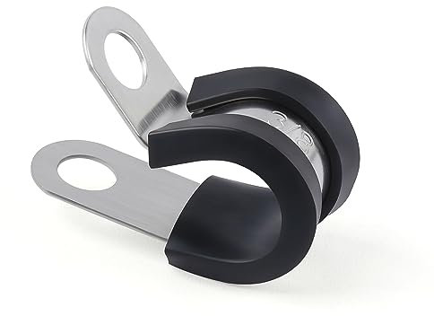 Flytuo 10mm Cable Clamp 20 Pack - 304 Stainless Steel Rubber Cushion Insulated Pipe Clamps, Metal Clamp, Cable Holder, Tube Clamps for Pipe or Wire Management(10mm/0.375'')