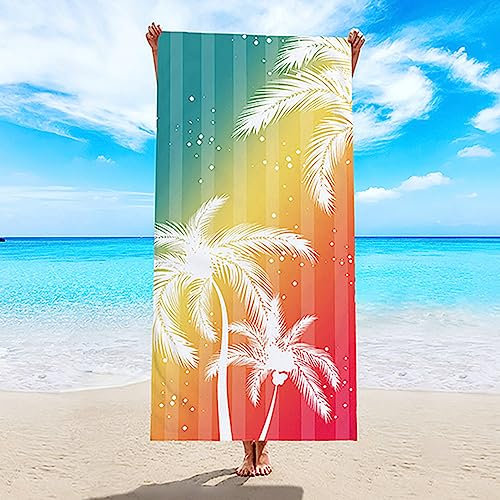 Epinki 70x150CM Strandhandtuch Groß Personalisiert, Kokosnussbäume Strandtuch aus Mikrofaser, Saunatücher Handtücher Weich Sommer Strandtücher Geeignet für Camping, Fitnessstudio - Bunt