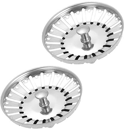 Moendergo Kitchen Sink Strainer Plug, 84mm Diameter Stainless Steel Sink Drainer Waste Plug Basket Strainer and Plug Replacement for Kitchen Sink (C)