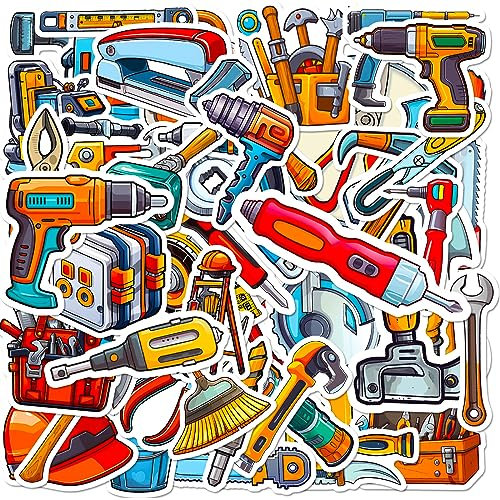 Mistree 50 Aufkleber Werkzeug, Sticker Werkzeug Symbole, Sticker Handwerker, Kleber mit Handwerkzeug Motiv, 5 CM