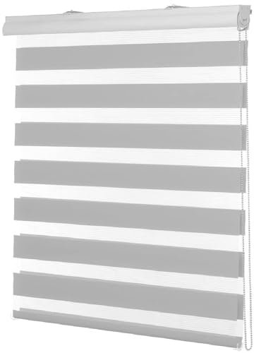 Tür Fenster Rollo Jalousette Vertikaljalousie 30 x 260 cm Sichtschutz, Lichtschutz Day + Night Plissee Falt-Rollo mit Verstellbarer Kette für Fenster und Türen, Hellgrau