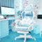 Vigosit Cute Gaming Stuhl mit Katzenpfoten-Lendenkissen und Katzenohren, ergonomischer Gamer Stuhl mit Fußstütze, Verstellbarer PC-Spielesessel für Mädchen, Teenager, Kinder, Blau