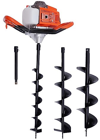 innytund 71CC 2,3 KW - Trapano per pali a benzina, con 3 punte Ø 100/150/200 mm, set di punte per trapano a benzina, per recinzione e piantagione
