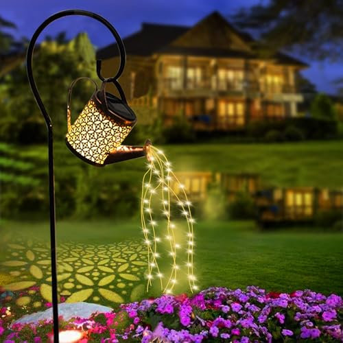 ZKLILI - Regadera solar con cascada de luces impermeable – linterna solar colgante decorativa para jardín, terraza o balcón – decoración exterior resistente a las inclemencias del tiempo