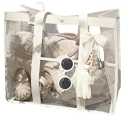 ZSYTF Durchsichtige Tragetaschen Große Strandtaschen Für Damen wasserdichte Durchsichtige Plastiktasche PVC Tragetaschen Für Fitnessstudios Für Den Sommer Pool Stadion Arbeit Strandtaschen Extra