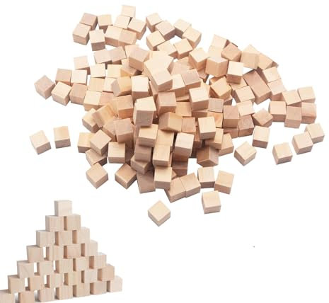 400 Stück Holz Würfel Deko, Holzwürfel, Quadrat Würfel Natur, Kleine Holzwürfel Blanko für DIY Basteln Malen DIY Handwerk Dekoration