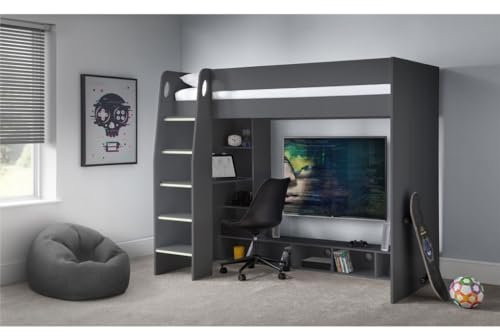 Marlborough Timber Anthracite Gaming Bed with Desk - Single 3ft (90cm)