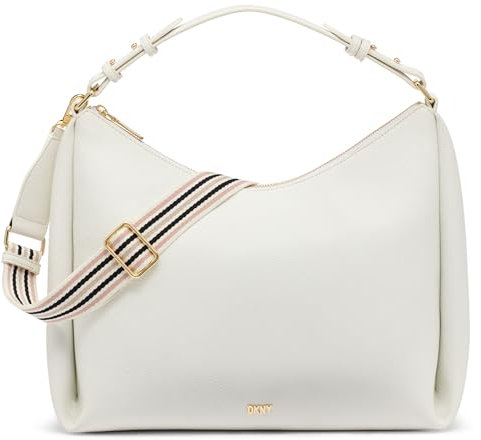 DKNY Lässige Hobo-Tasche mit Reißverschluss oben, optisches Weiß/Gold, Optisches Weiß/Gold